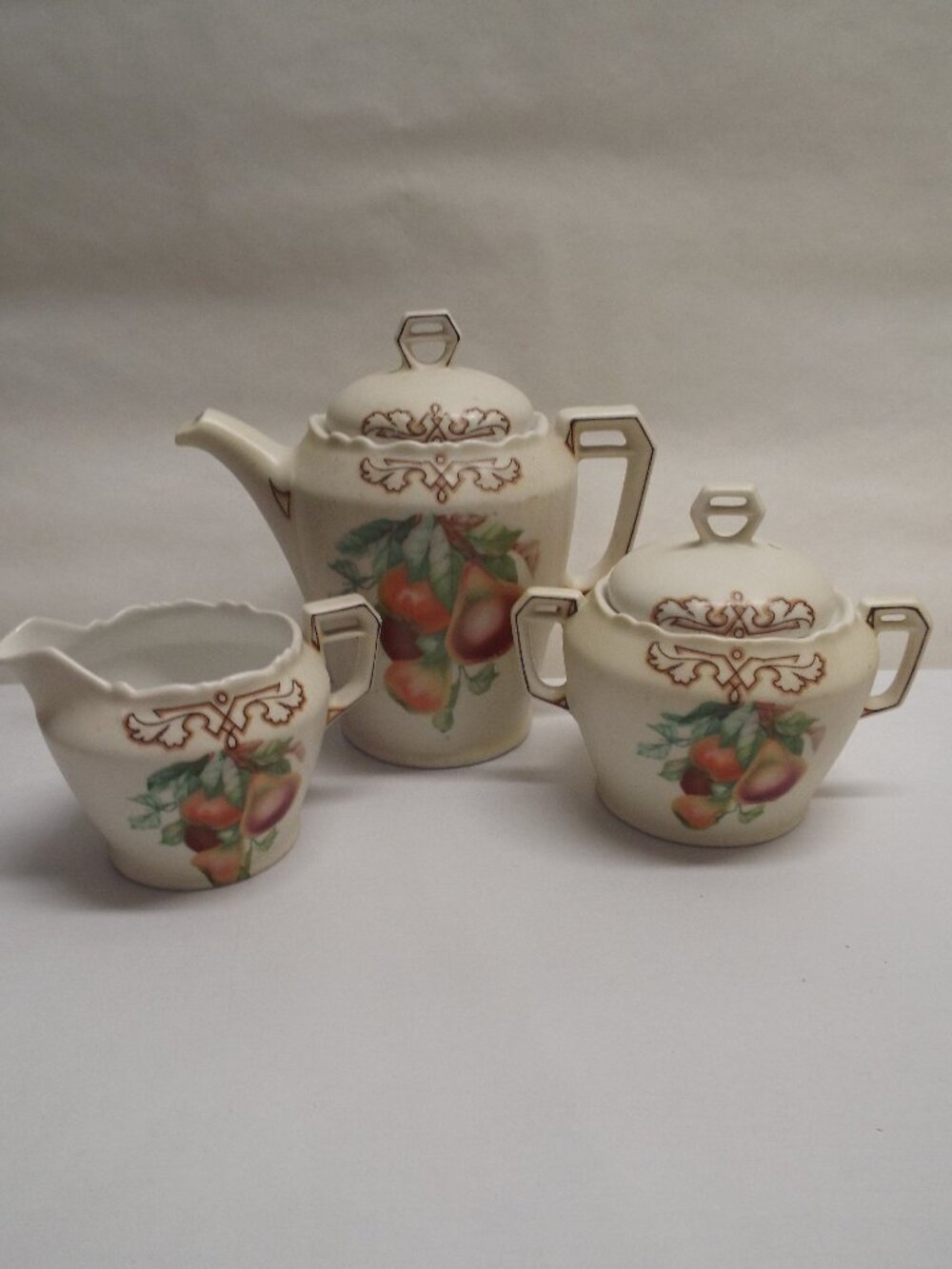 ANTIQUE Hermann Ohme Porcelain "Old Ivory" - 3-Piece Service, NO Blemishes, NICE